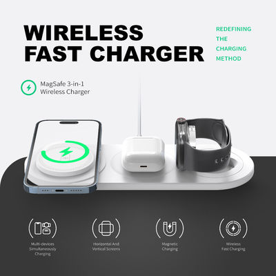 3 in 1 draadloos telefoonoplader 5W 7.5W 10W 15W Voor het opladen / 1 X Type C kabel