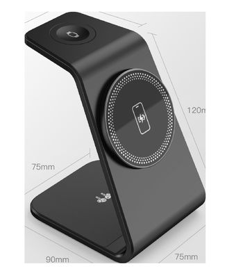 Goede prijs. Compact 3 in 1 draadloos oplader 5W horloge uitgang en 5W/7.5W/10W/15W draadloze uitgang online