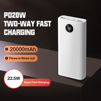 PD 20W 22.5W Power Bank met ABS PC in levendige blauwwitte kleur voor draagbare oplaadoplossing