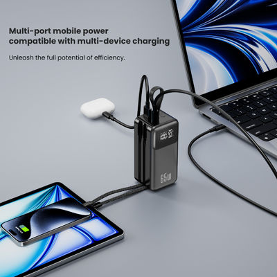 Goede prijs. Draagbare oplader Powerbank 65W voor laptop, 4 uitgangen USB C Travel Portable Chargers met ingebouwde kabel online